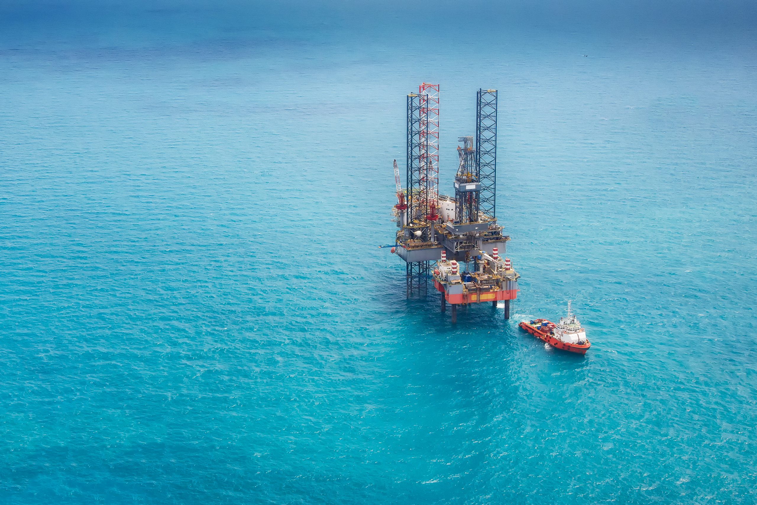 Offshore oil rig drilling platform in the gulf