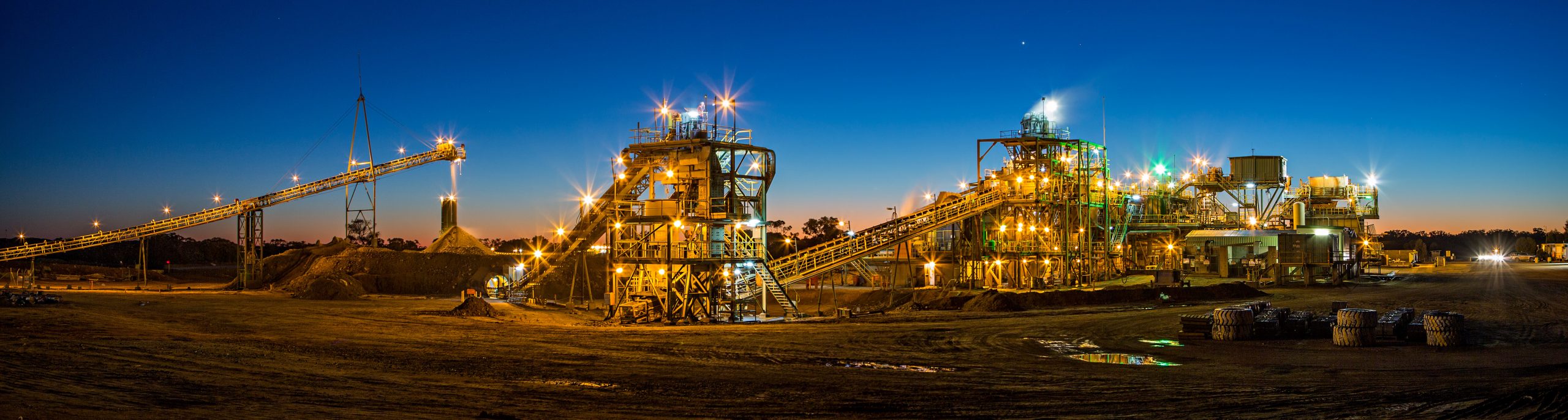 Night view of a copper mine head in NSW Australia