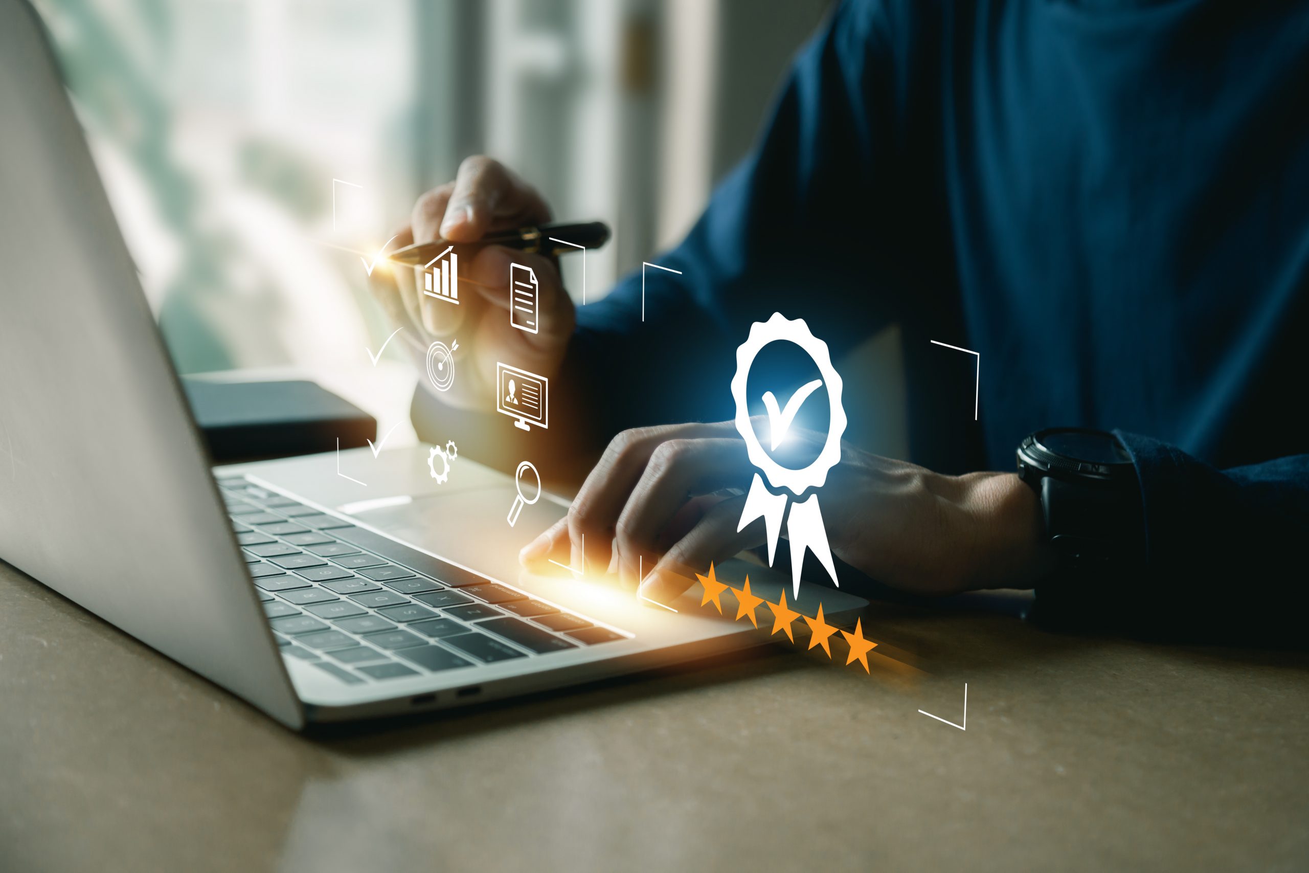 businessman working with computers service Quality assurance, G