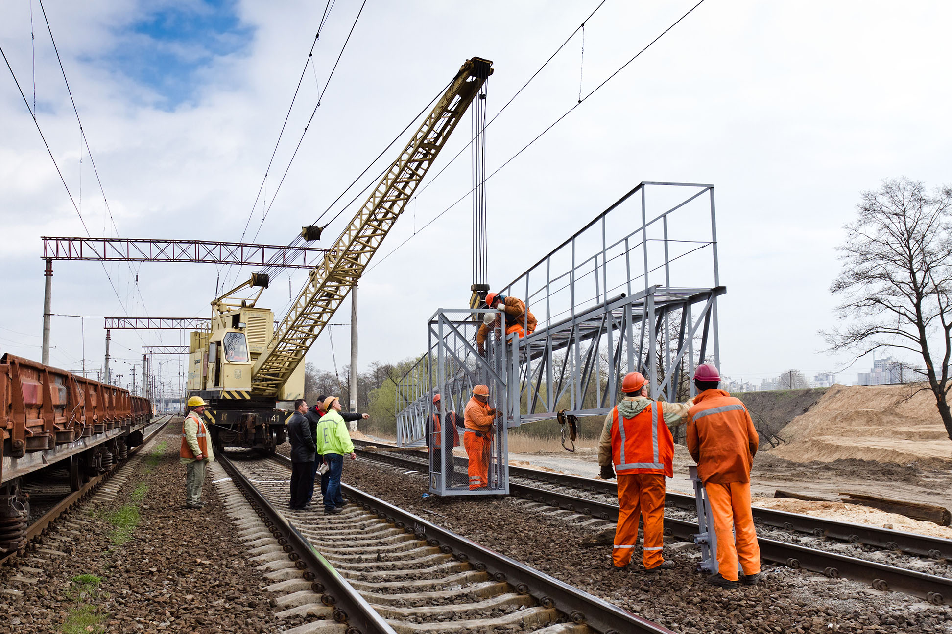 Railway construction in Kiev, Ukraine